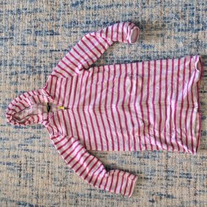 Lands End kids' hooded swim cover, size 14, pink striped, with full zip